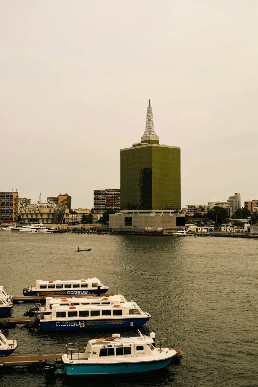 Lagos waterfront skyline with Civic Centre tower
